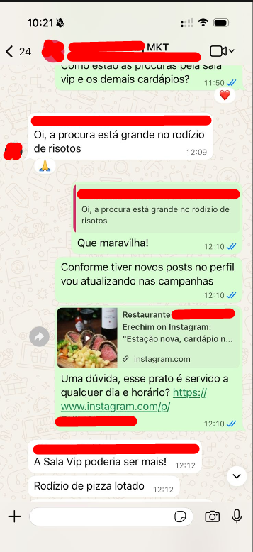 Feedback de cliente - restaurante